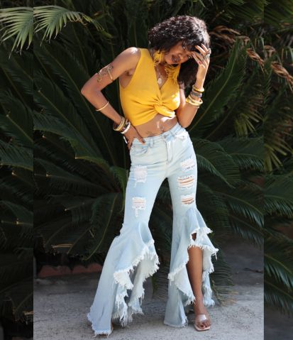 Light Denim Flamenco Ruffle Jeans – Shop Hippie Chik