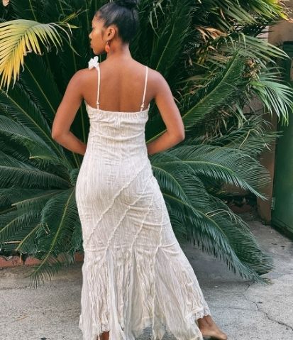 Vintage Velvet Pearl White Dress