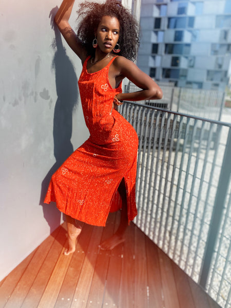 Orange Rain Summer Dress
