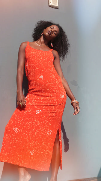 Orange Rain Summer Dress