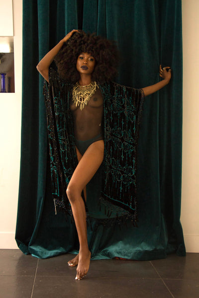 BLACK JUNGLE RAIN KIMONO