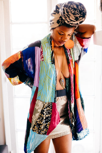 Mixed Print Throw Jacket