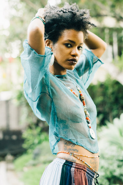 Teal sheer shirt