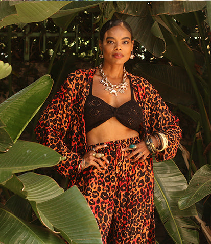 RED LEOPARD PANTS SET