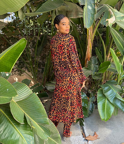 RED LEOPARD PANTS SET