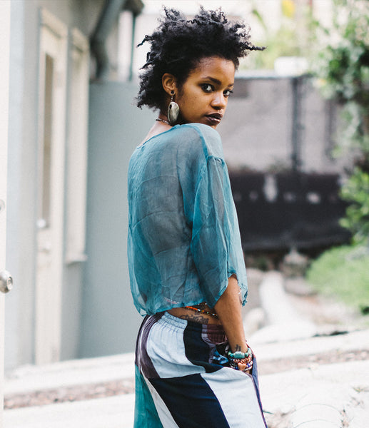 Teal sheer shirt