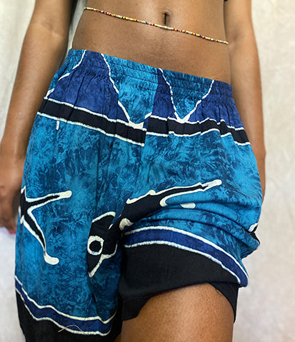 Blue Fish Patchwork Shorts