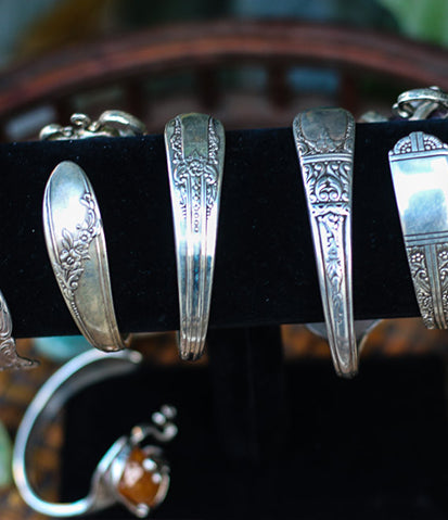 Sterling Silver + Natural Stone Fork Bracelet