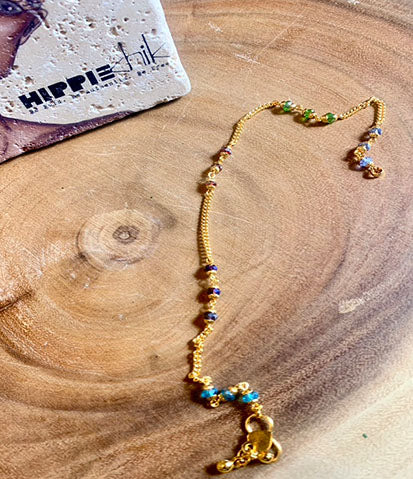 Gold Bali Multi Color Anklet