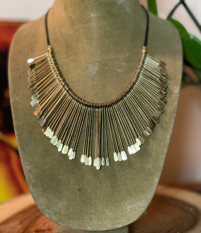 Gold Rain Bib Necklace