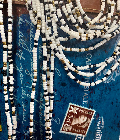 Black, White and Gold Waist Beads