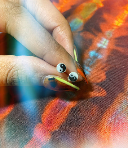 Sterling Silver Yin Yang Stud Earrings