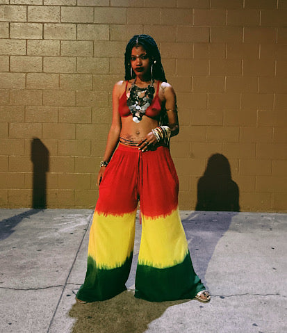 Baecation Me Please Red, Green, and Yellow Wide Leg Pants – Shop