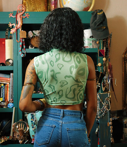 Green Mesh Keyhole Croptop