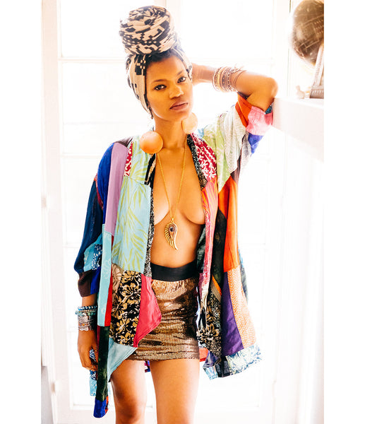 Mixed Print Throw Jacket