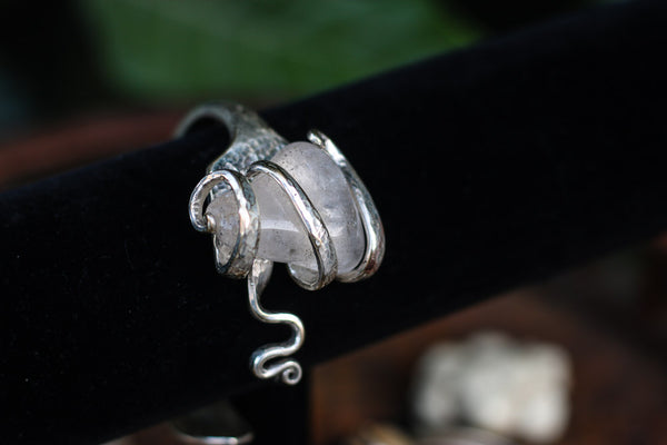 Sterling Silver + Natural Stone Fork Bracelet