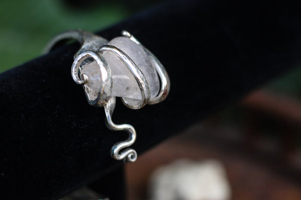 Sterling Silver + Natural Stone Fork Bracelet