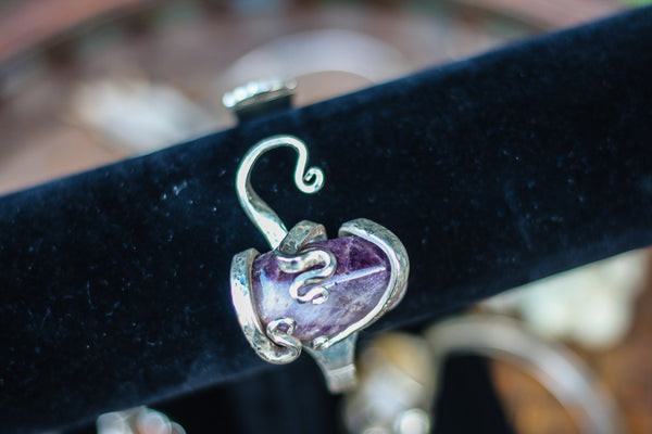 Sterling Silver + Natural Stone Fork Bracelet