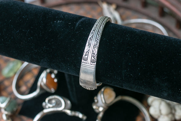 Sterling Silver + Natural Stone Fork Bracelet