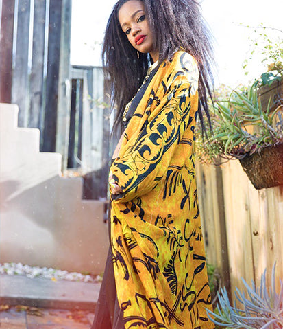 Blue Mixed Print Throw Jacket