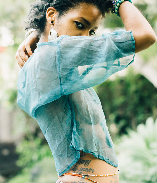 Teal sheer shirt