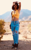 MUSTARD YELLOW CRISS CROSS CROP TOP