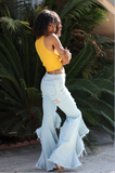 MUSTARD YELLOW CRISS CROSS CROP TOP