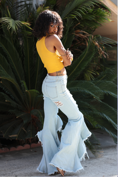 Mustard crop top outfit best sale