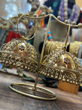 INDIAN BELL EARRINGS - EXTRA LARGE GOLD PLATED JHUMAKAS