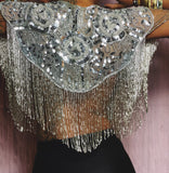 Vintage Sequin Shawl / Cape / Shoulder Applique