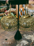 INDIAN BELL EARRINGS - EXTRA LARGE GOLD PLATED JHUMAKAS