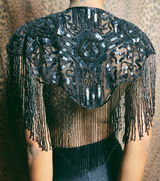 Vintage Sequin Shawl Cape Shoulder Applique Shop Hippie Chik
