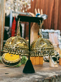 INDIAN BELL EARRINGS - EXTRA LARGE GOLD PLATED JHUMAKAS