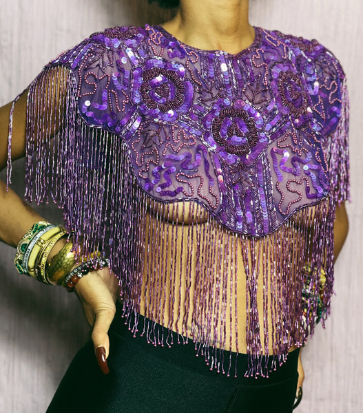 Vintage Sequin Shawl / Cape / Shoulder Applique