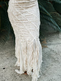 Vintage Velvet Pearl White Dress