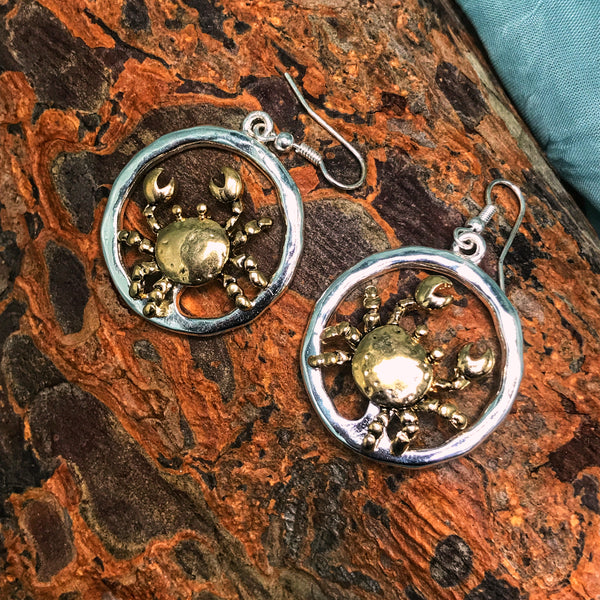 Cancer Crab Hoop Earrings