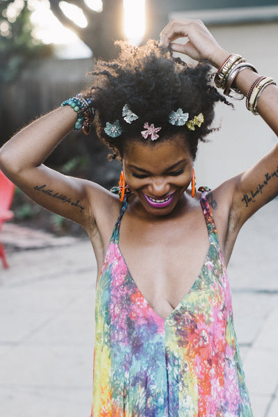 Metallic Flower Hair Pins