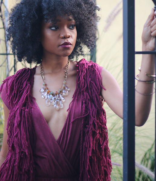 Burgundy Shag Vest