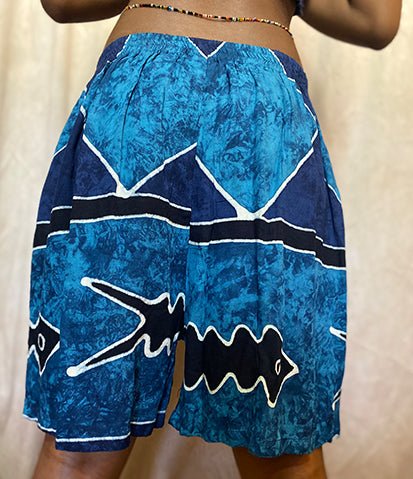 Blue Fish Patchwork Shorts