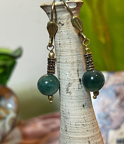 Natural Stone Earrings - Jade
