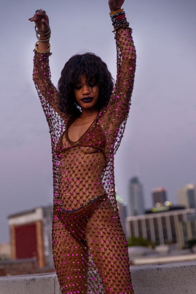 Catch Me If You Can Bronze Net Dress
