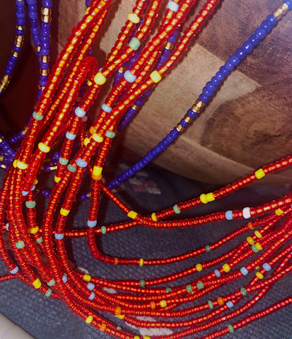 Bright Red Multicolored Waist Beads