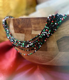 Black, Red, Green, & White Waist Beads
