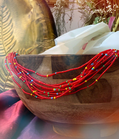 Bright Red Multicolored Waist Beads