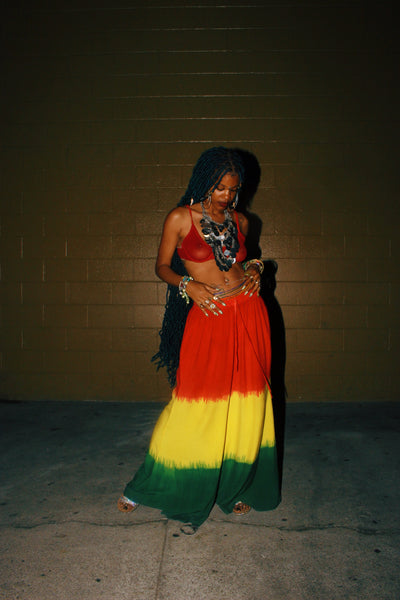 Baecation Me Please Red, Green, and Yellow Wide Leg Pants