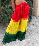 Baecation Me Please Red, Green, and Yellow Wide Leg Pants