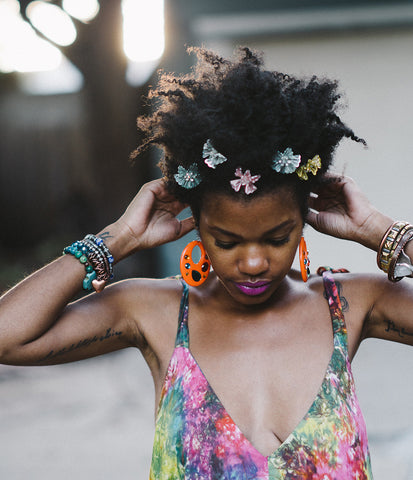 Metallic Flower Hair Pins