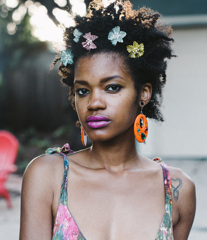 Metallic Flower Hair Pins