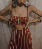 Rust PinStripe Suspender Set